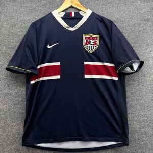 Nike Y2K 06-07 USA Soccer Jersey Navy Blue White Red Crest Short Sleeve Men's